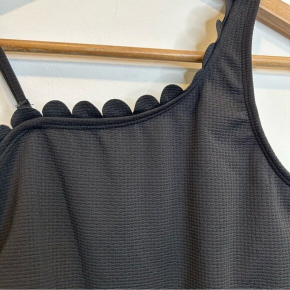 Art Class Girls Solid Black Summer Scallop One Piece Swimsuit UPF 50+ - Picture 2 of 4